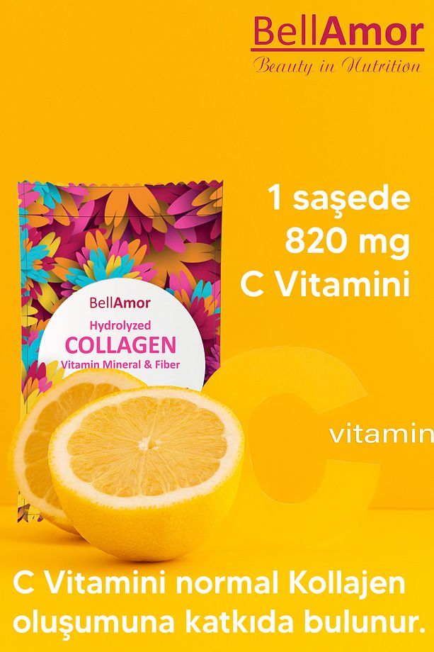 Bellamor Hydrolyzed Collagen Vitamin Mineral & Fiber (30 ADET X 10 GR) Kollajen - 4