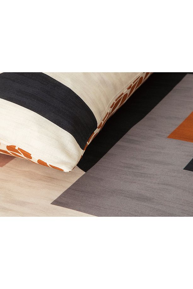 Dynamic Square Dijital Baskılı Soft Cotton Tek Kişilik Nevresim Seti 160x220 Cm Bej – Terracotta - 3