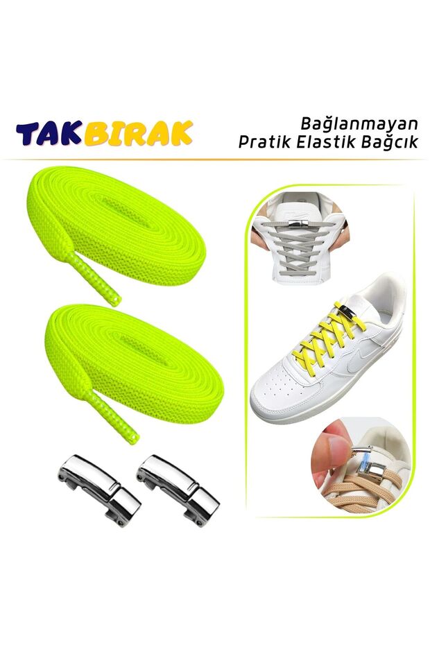 Takbırak Mıknatıslı Lastikli Ayakkabı Bağcığı, Akıllı Bağcık, Bot Çocuk Spor Converse Bağcık - 1