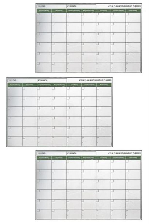 Manyetik Yapışkanlı Bir Aylık Program Planlayıcı Takvim 85x56 cm - 8