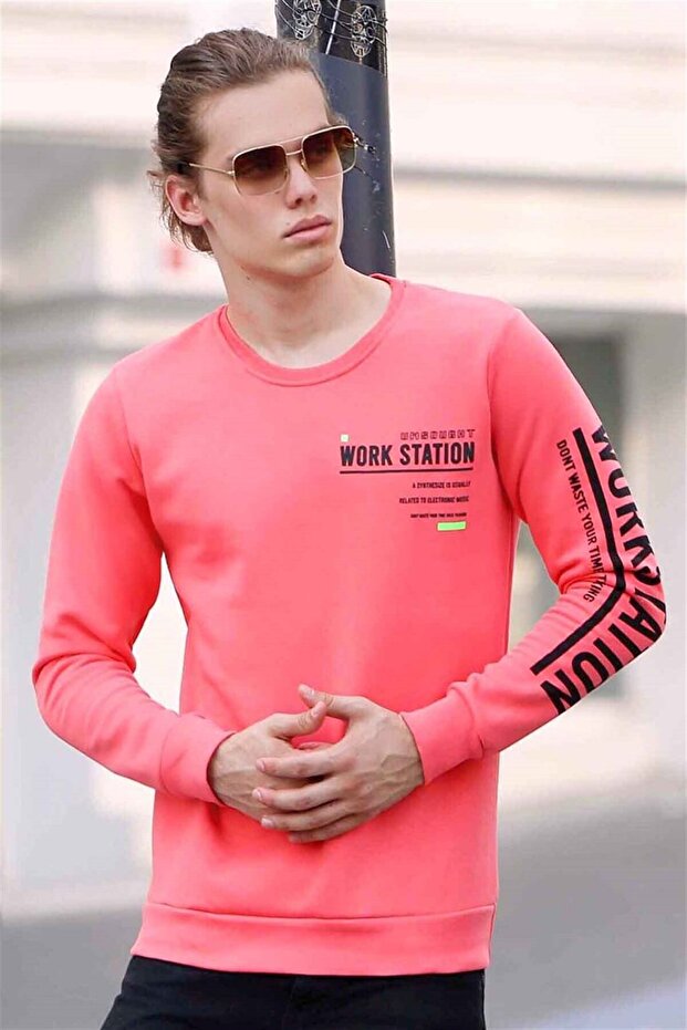 Baskılı Pembe Sweatshirt 4161 - 1