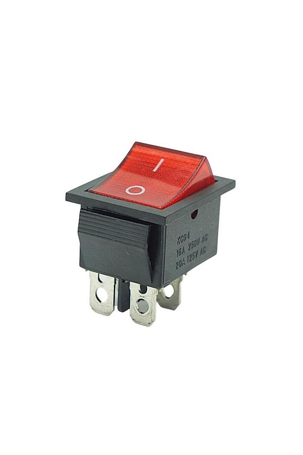 Kc04 16A Kırmızı Işıklı On Off Açma Kapama Anahtarı Butonu - 1