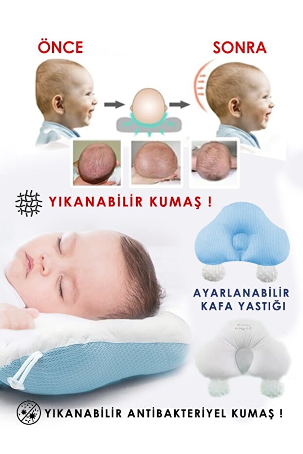 Flat Head Pillow & Baby Pillow, Antibacterial, Anti-Sweat, Head Syndrome Prevention
