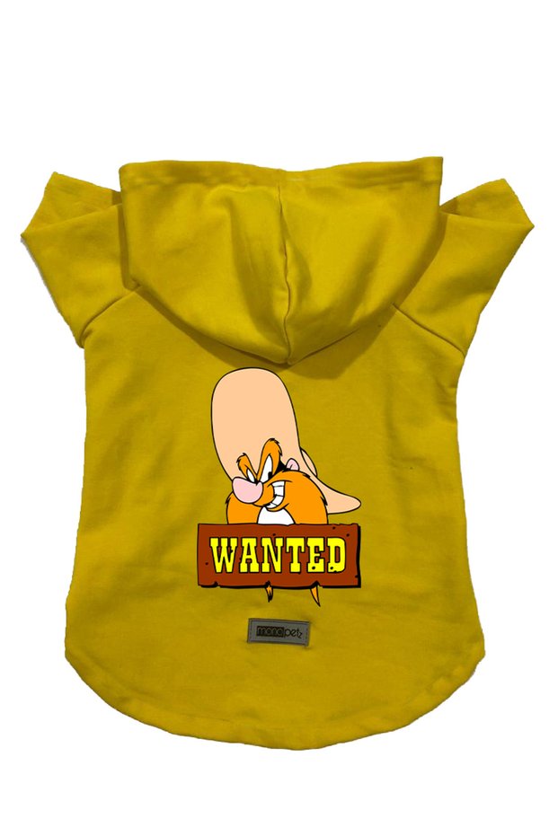 Hooded Fleece Sweatshirt Dog and Cat Outfit & Dress - Yellow J-Sam - Size M