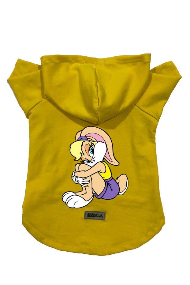 Hooded Fleece Sweatshirt Dog and Cat Outfit & Dress - Yellow Lola - Size XL