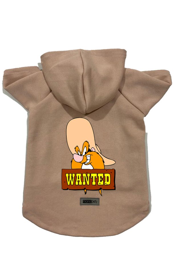 Hooded Fleece Sweatshirt Dog and Cat Outfit & Dress - Beige J-Sam - Size S