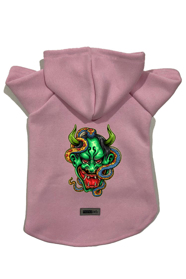 Hooded Fleece Sweatshirt Dog and Cat Outfit & Dress - Pink Master Of The Snake - Size L