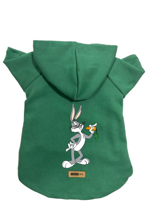 Hooded Fleece Sweatshirt Dog and Cat Outfit & Dress - Green New Bugs Bunny