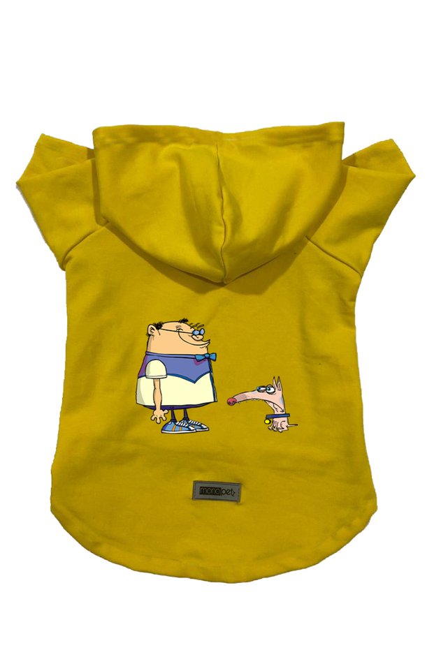 Hooded Fleece Sweatshirt Dog and Cat Outfit & Dress - Yellow Cando - Size XL