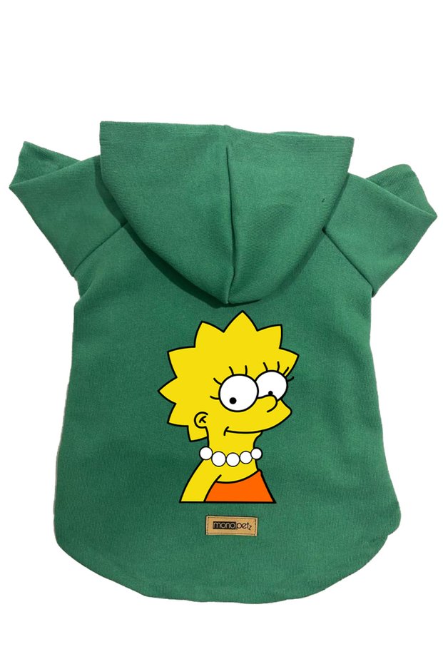 Hooded Fleece Sweatshirt Dog and Cat Outfit & Dress - Green Lisa Simpson