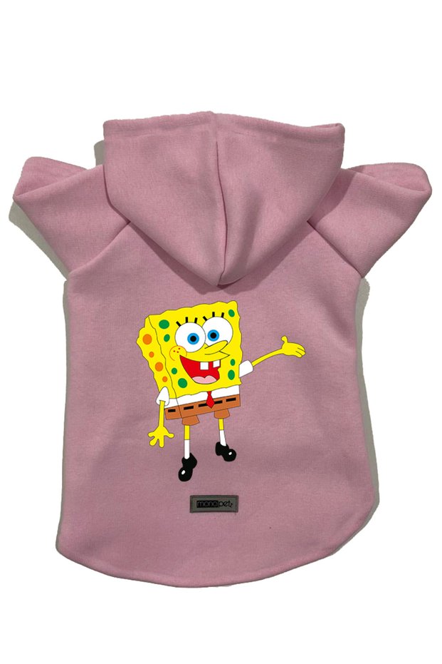 Hooded Fleece Sweatshirt Dog and Cat Outfit & Dress - Pink Sponge Bob