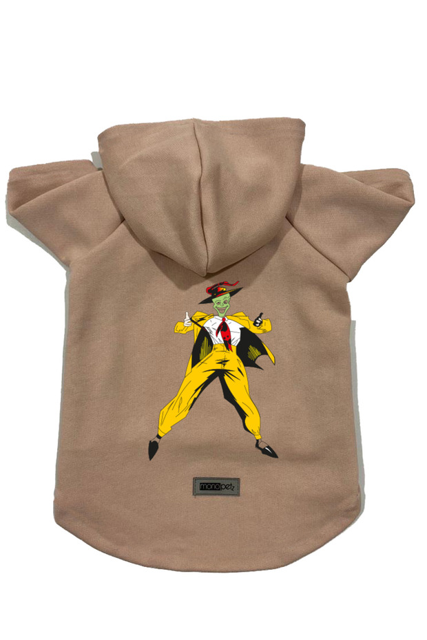 Hooded Fleece Sweatshirt Dog and Cat Outfit & Dress - Beige Mask