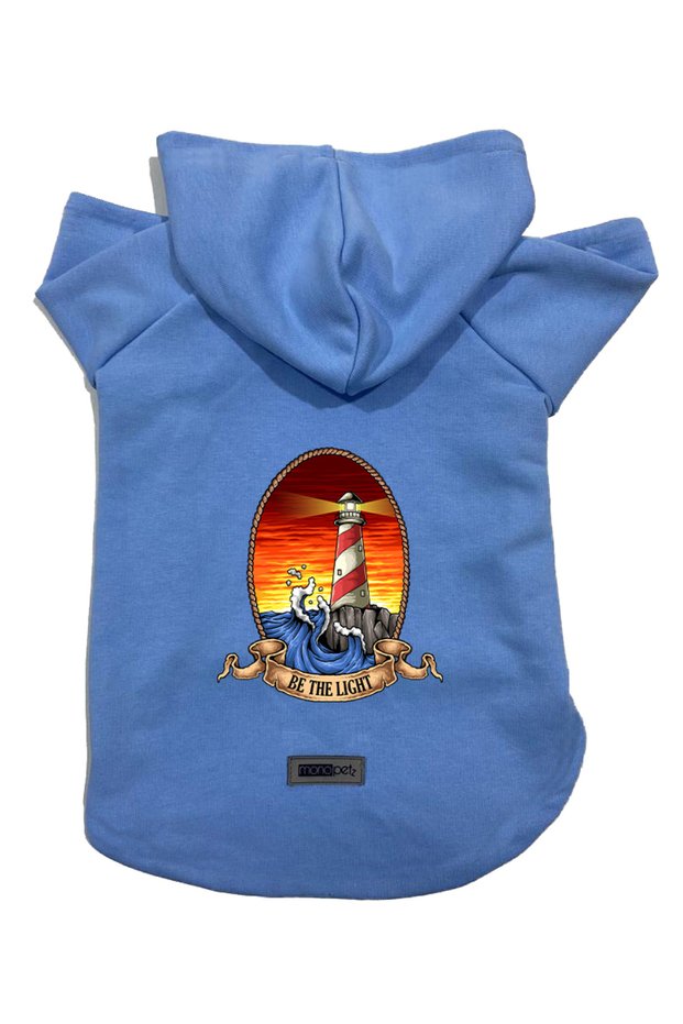 Hooded Fleece Sweatshirt Dog and Cat Outfit & Dress - Blue Lighthouse - Size XL