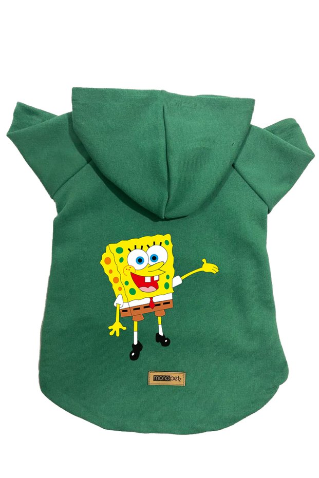 Hooded Fleece Sweatshirt Dog and Cat Outfit & Dress - Green Sponge Bob