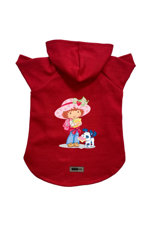 Hooded Fleece Sweatshirt Dog and Cat Outfit & Dress - Red Strawberry Girl and Dog - Size XL