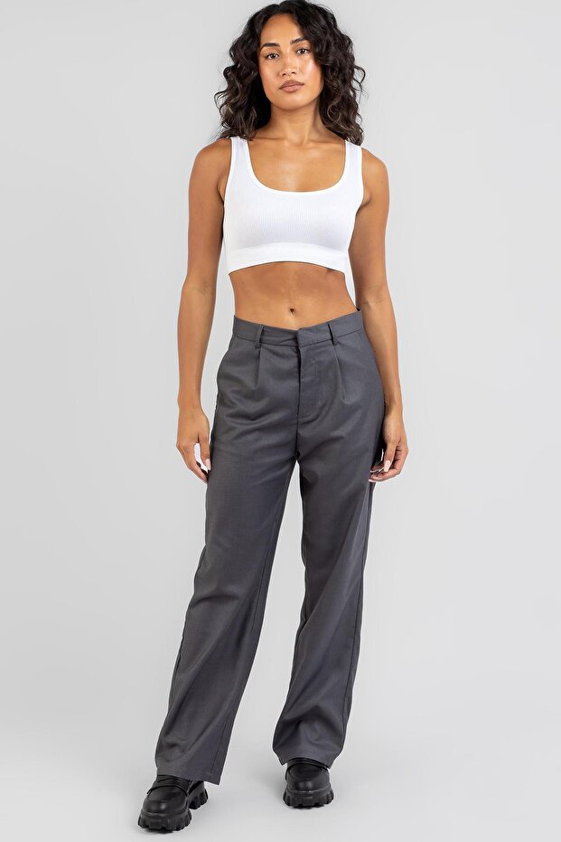 Beyaz Askılı Basic Crop Top Bluz Mg1757 - 2
