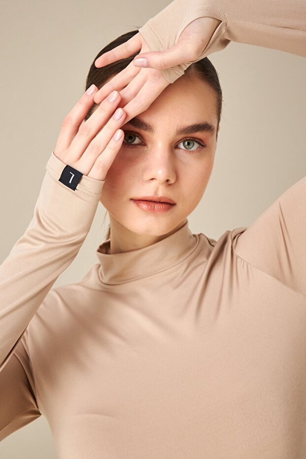 Kadın Krem Soft Touch Basic Parmak Detaylı Body - 1