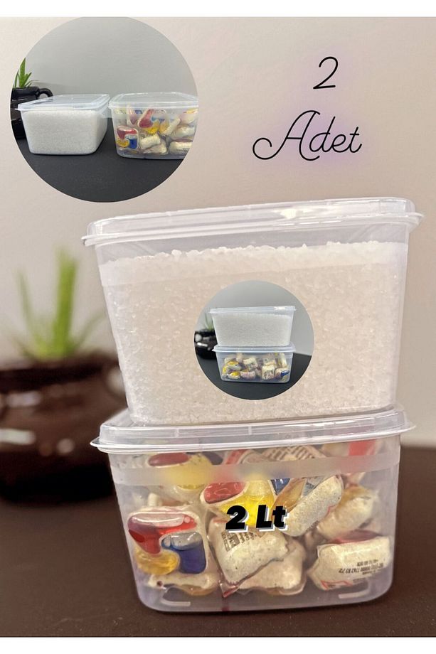 2 Adet Huge Toz Ve Tablet Deterjan Saklama Kutusu Deterjan Saklama Kabı - 2 Litre - 1