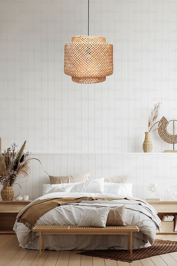 Sinnerlig Bambu Avize 30cm - Iskandinav, Modern, Bohem, Rattan Avize, Aydınlatma - 4