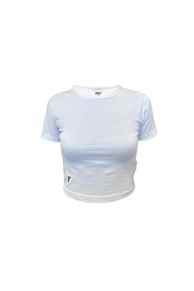Beyaz Kısa Kollu Basic Crop T-Shirt