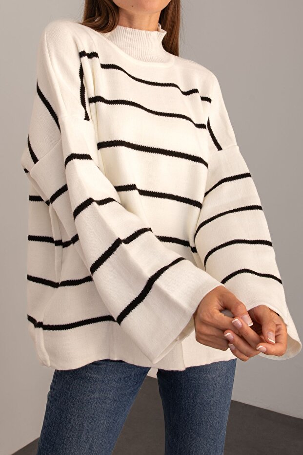 oversize pruhovaný svetr - 1