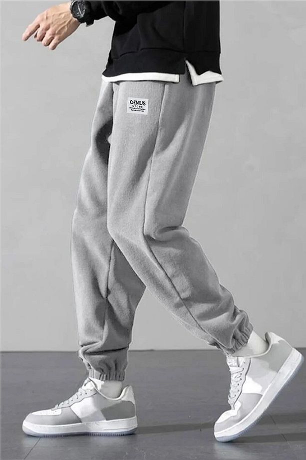 Polar Kumaş Oversize Gri Erkek Eşofman Altı Oversize Eşofman - 3