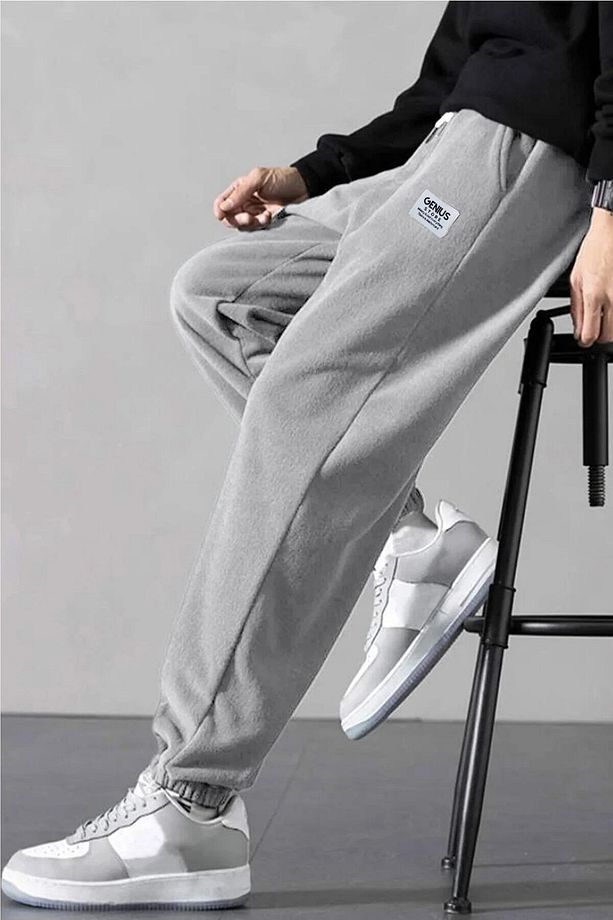 Polar Kumaş Oversize Gri Erkek Eşofman Altı Oversize Eşofman - 1