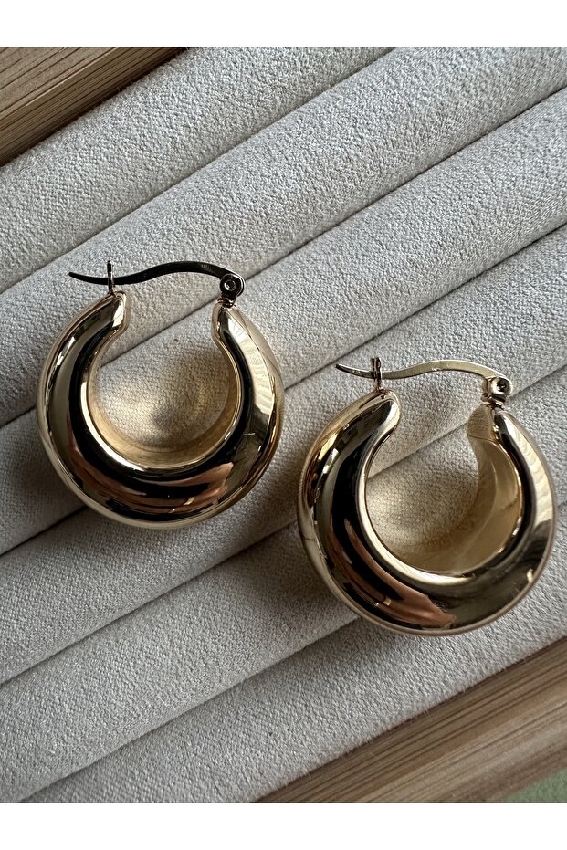 Gold Bombeli Halka Küpe - 1