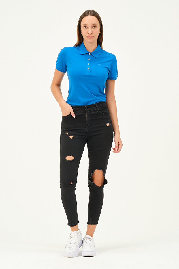 Women's Regular Fit Polo Neck T-shirt
