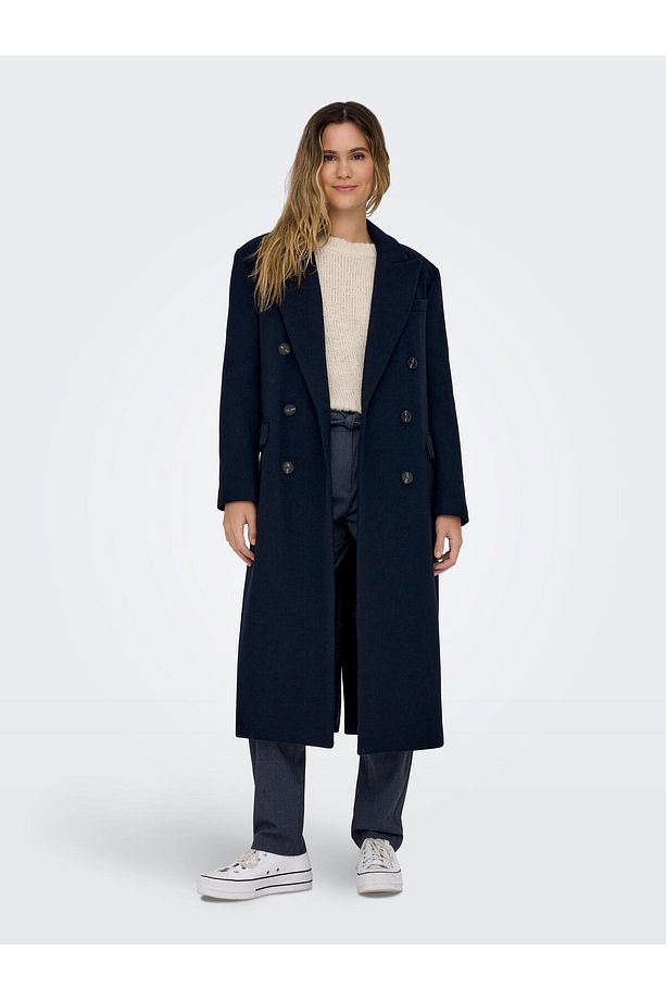 ONLVICKY WOOL COAT Yün Karışımlı Kruvaze Yaka Düğme Kapamalı Kapak Cepli Astarlı Tek Yırtmaçlı Kaban - 3