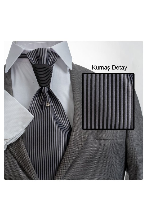 Striped Groom Suit & Luxury Tuxedo Stone Tie Gray for Special Nights