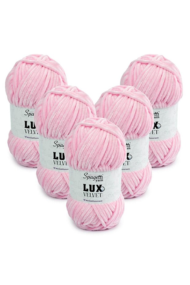 Lux Velvet 5-Piece Baby Pink Hand Knitting Yarn