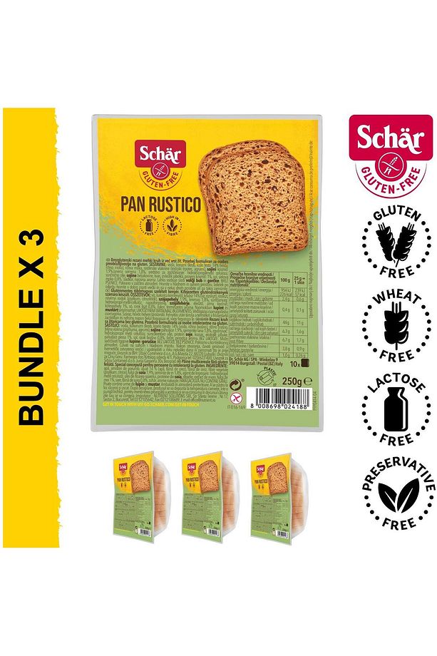 Pan Rustico Glutensiz Lifli Ekmek 250 gr 3 Adet - 1