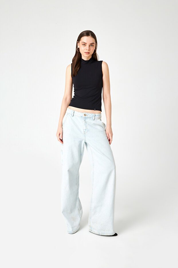 Kadın Siyah Kolsuz Soft Touch Basic Bluz - 3