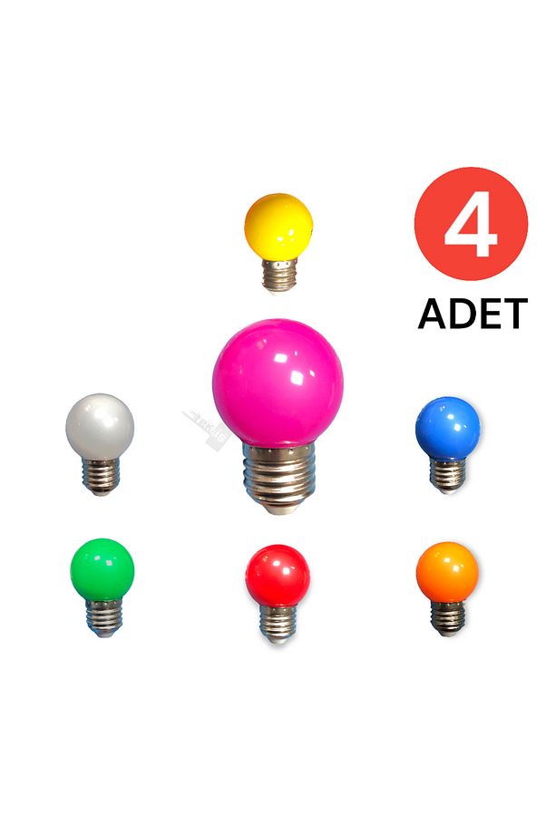 AMPUL E-27 1 WAT RENKLİ 4 ADET VKM - 1