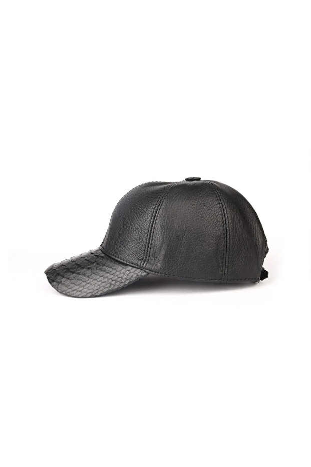 Genuine Leather Half Python Handmade Casual Unisex Baseball Cap - 1