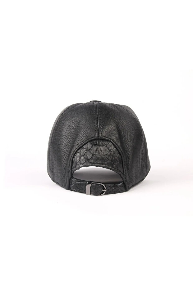 Genuine Leather Half Python Handmade Casual Unisex Baseball Cap - 3