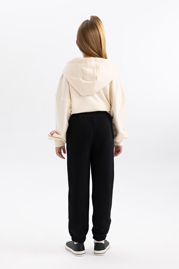 Kız Çocuk Snoopy Beli Bağcıklı Lastikli Paça Cepli Siyah Jogger Eşofman Altı A8080a823au - 5