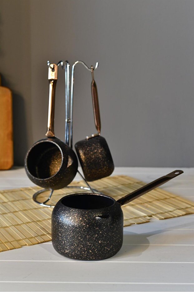 OMS 4 Piece Granite Coffee Pot Set - Copper Handle
