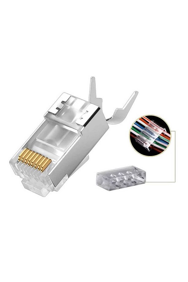 Cat7 Cat6a Ez Yeni Nesil Rj45 Ftp Delikli Metal Jak Konnektör - 50 Adet - 2