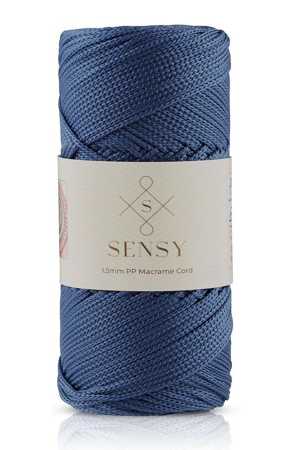 1.5 Mm - 100 gr Polyester Makrome Ipi Kot Mavisi 150 M Polyester Makrome Ip Supla Ip Ve Çanta Ipi - 1