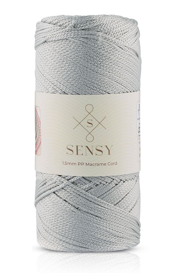 1.5 Mm - 100 gr Polyester Makrome Ipi Açık Gri 150 M Polyester Makrome Ip Supla Ip Ve Çanta Ipliği - 1