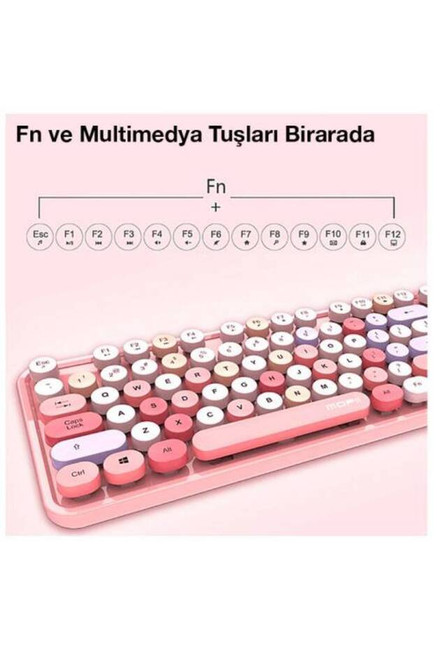 Polham Daktilo Tuşlu 2.4g Q Klavye Kablosuz Bluetooth Klavye Mouse Seti - 5