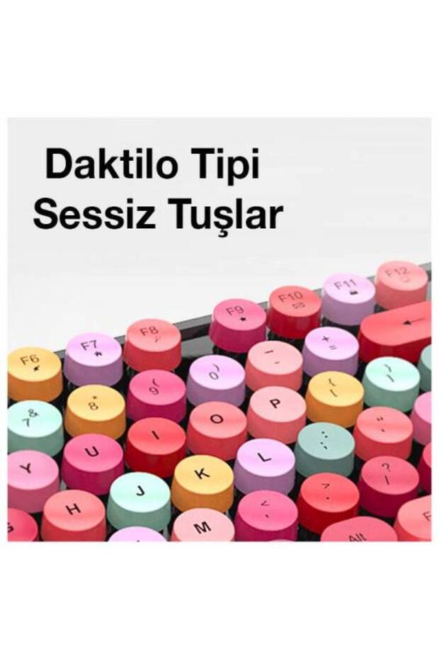 Polham Daktilo Tuşlu 2.4g Q Klavye Kablosuz Bluetooth Klavye Mouse Seti - 2