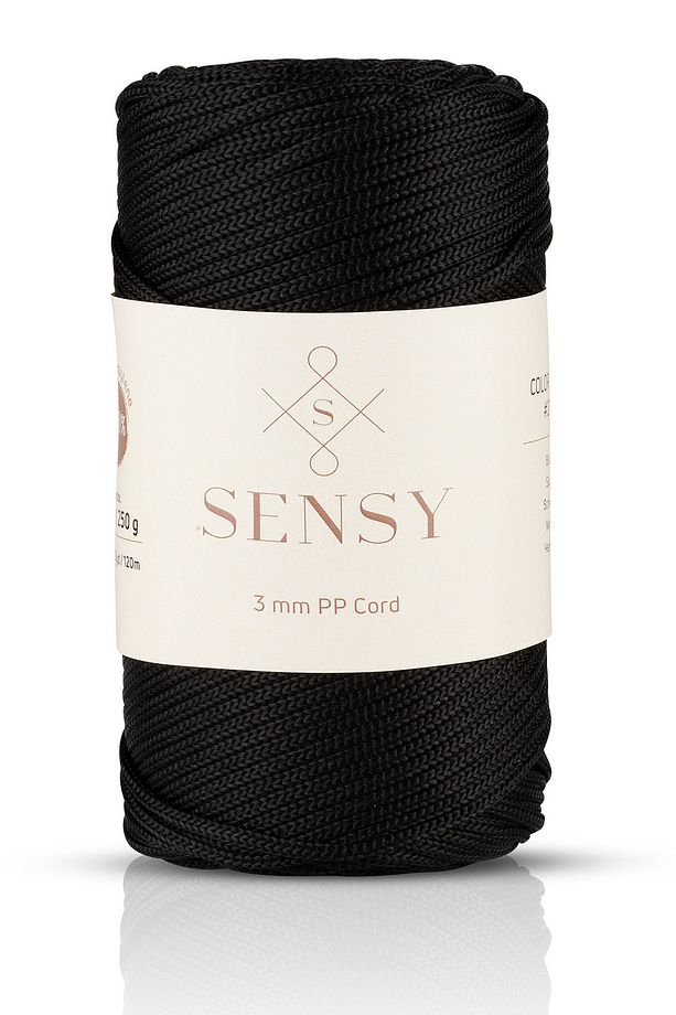 3 Mm - 250 gr Polyester Makrome Ipi Siyah 120 M Polyester Makrome Ip Supla Ip Ve Çanta Ipliği - 1