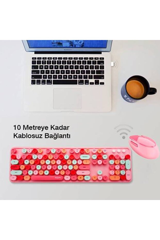 Polham Daktilo Tuşlu 2.4g Q Klavye Kablosuz Bluetooth Klavye Mouse Seti - 7