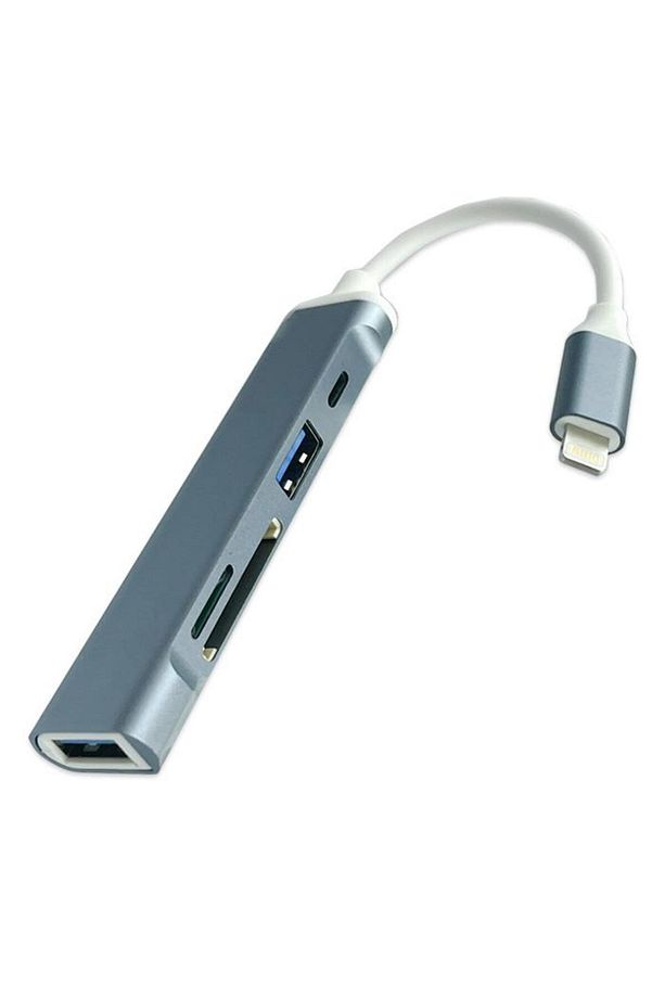 Polham Ipad, Iphone Lightning Girişli 5in1 Çoğaltıcı Hub, 2x Usb, 1x Type C, 1x Sd, 1x Tf Okuyucu - 1