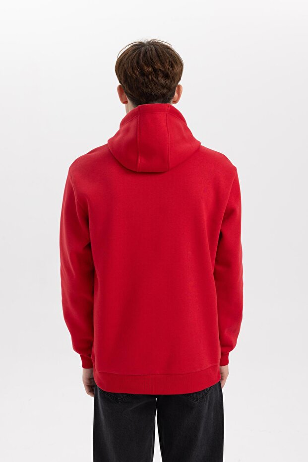Regular Fit Kapüşonlu Baskılı Sweatshirt - 6