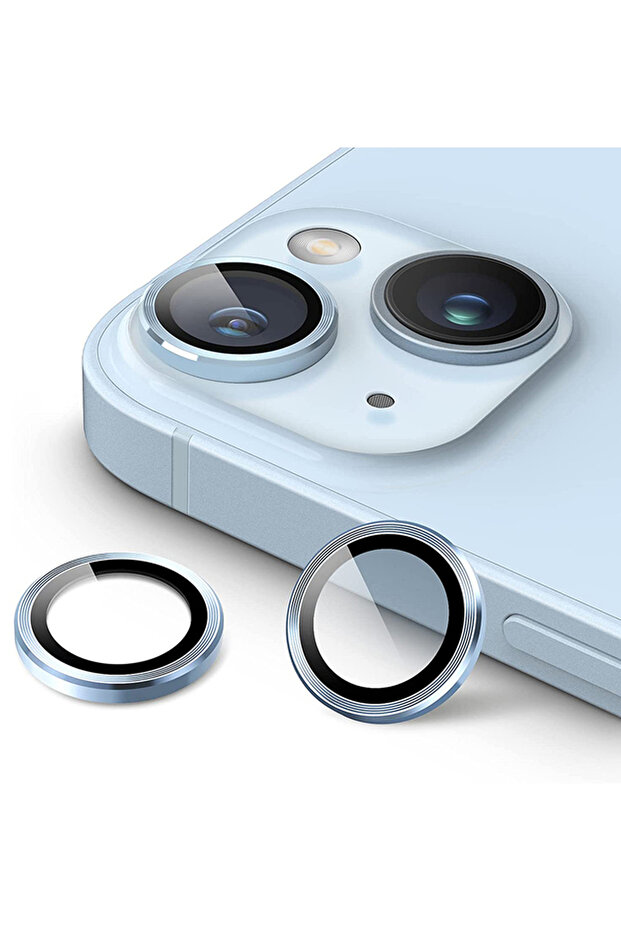 عدسة حماية لعدسة الكاميرا المتوافقة مع هاتف Apple iPhone 15 باللون الأزرق