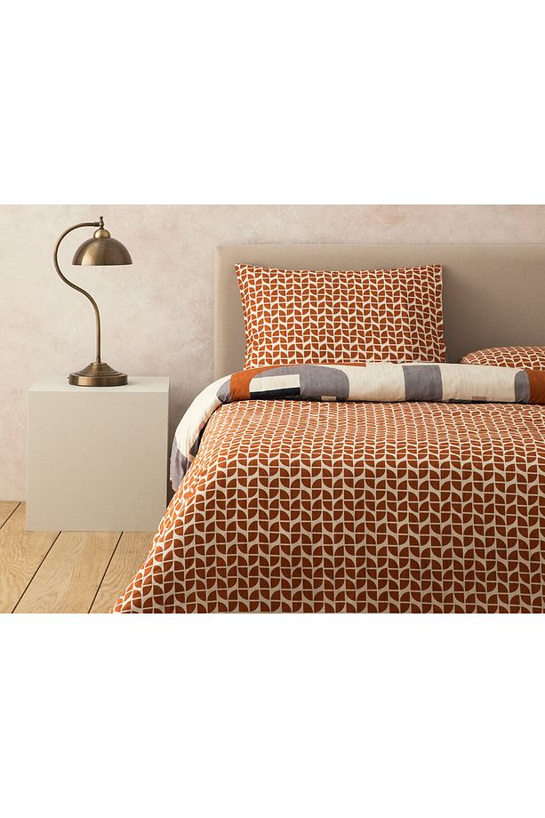 Dynamic Square Dijital Baskılı Soft Cotton Tek Kişilik Nevresim Seti 160x220 Cm Bej – Terracotta - 2